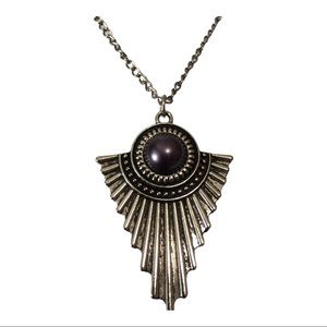 Egyptian Revival Style Costume Chain 33” Necklace Arrow Head Shape Black…